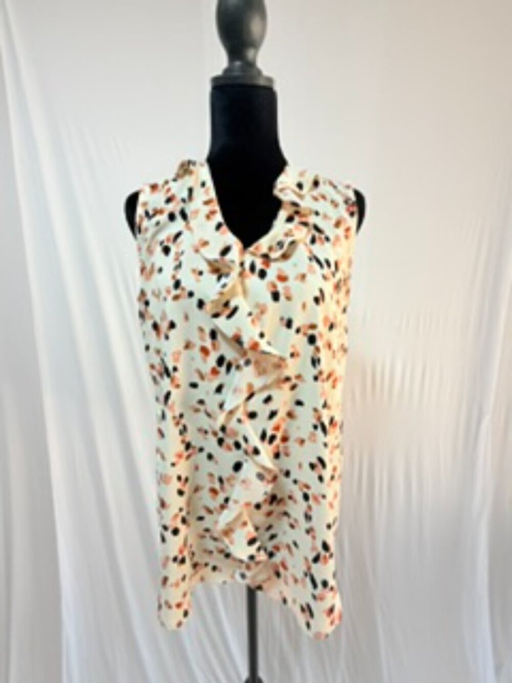 Multicolor Abstract Print Ruffle Front Blouse